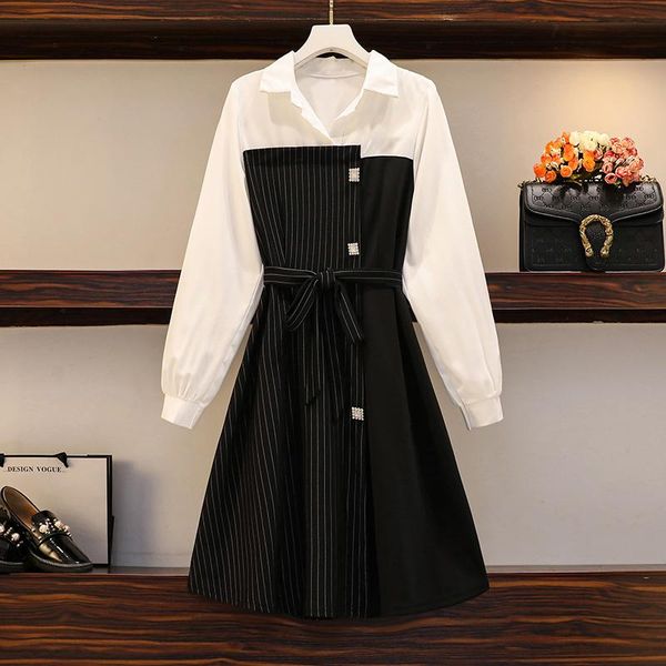 casual dresses 5xl plus size women vintage stripe a line dress autumn winter 2021 long sleeve button diamond fake two patchwork, Black;gray
casual dresses 5xl plus size women vintage stripe a line dress autumn winter 2021 long sleeve button diamond fake two patchwork, Black;gray