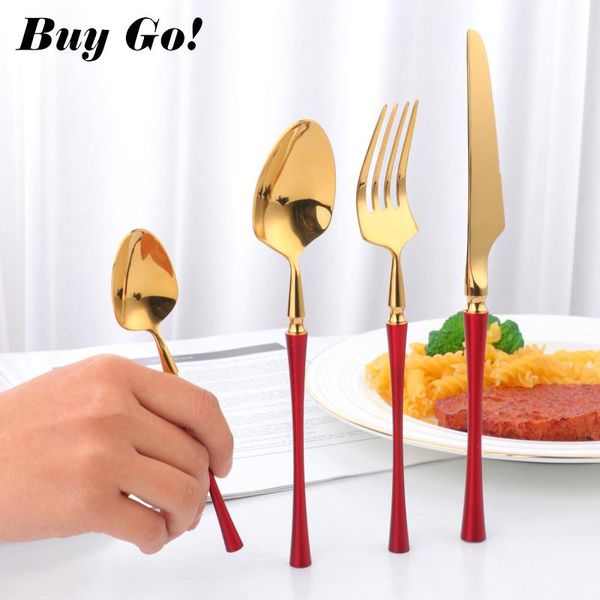 dinnerware sets 18/8 stainless steel flatware set creative standing luxury cutlery red gold dessert spoon fork knife tableware
dinnerware sets 18/8 stainless steel flatware set creative standing luxury cutlery red gold dessert spoon fork knife tableware