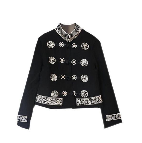 women's jackets vintage luxurious embroidery slim women elegant horn button short style black coat spring autumn s764, Black;brown
women's jackets vintage luxurious embroidery slim women elegant horn button short style black coat spring autumn s764, Black;brown