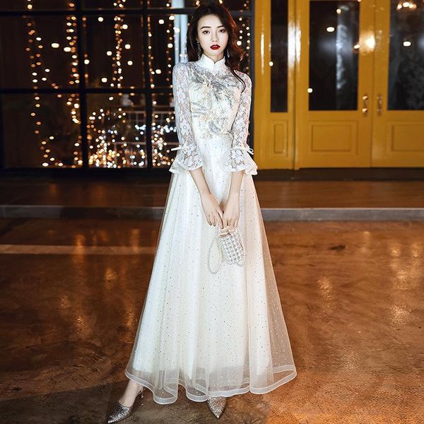 ethnic clothing flared sleeves floor length cheongsam lace appliques qipao retro french champagne formal party dress bling sequins vestidos, Red
ethnic clothing flared sleeves floor length cheongsam lace appliques qipao retro french champagne formal party dress bling sequins vestidos, Red