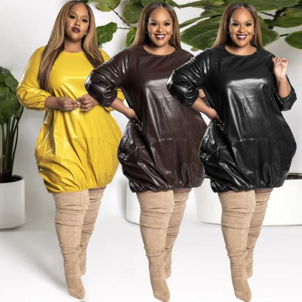 plus size dresses outfits women crewneck long sleeve dress leather streetwear, Black
plus size dresses outfits women crewneck long sleeve dress leather streetwear, Black