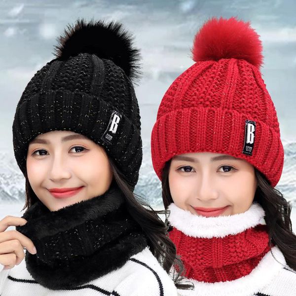 pieces set women's knitted hat scarf winter thicker warm fleece letter beanies skullies female outdoor riding sets caps cycling & masks, Black
pieces set women's knitted hat scarf winter thicker warm fleece letter beanies skullies female outdoor riding sets caps cycling & masks, Black