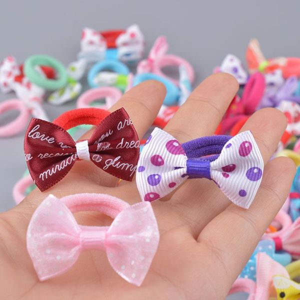 hair accessories 10 pcs girls polka dots bow elastic rubber bands for kids tie ring rope line holder headdress clips, Slivery;white 
hair accessories 10 pcs girls polka dots bow elastic rubber bands for kids tie ring rope line holder headdress clips, Slivery;white