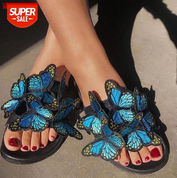 Sandals Female Summer 2020 butterfly bow Sandals Women embroidery Shoes with Shoes #rP3T, Black
