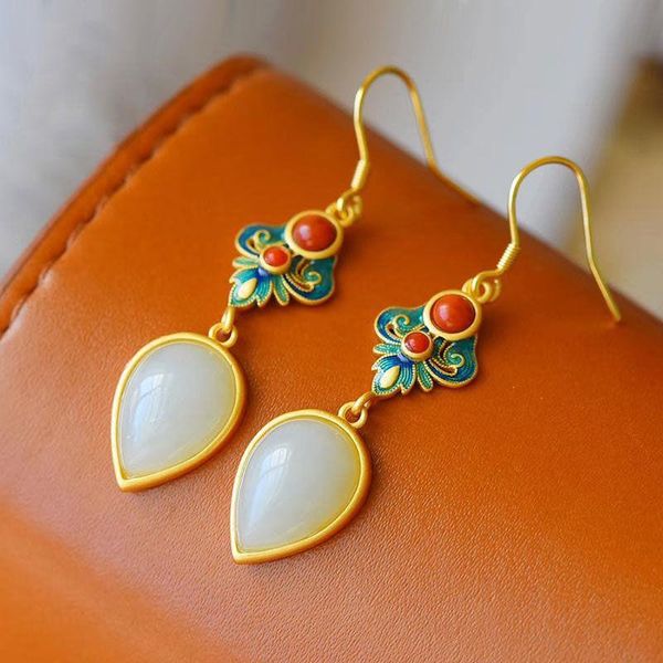 dangle & chandelier natural hetian white jade water drop earrings chinese style antique cloisonne enamel light luxury ethnic women's br, Silver
dangle & chandelier natural hetian white jade water drop earrings chinese style antique cloisonne enamel light luxury ethnic women's br, Silver