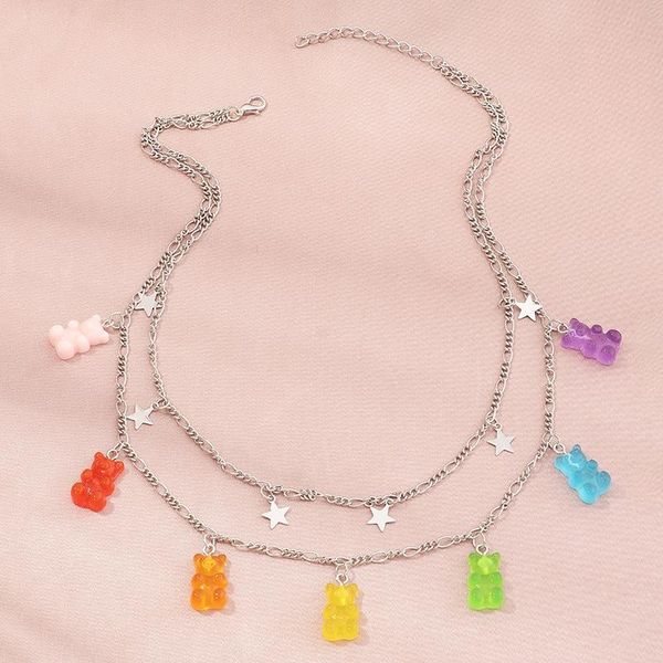 pendant necklaces candy color stars hearts gummy mini bear chain for women cute crtoon animal pendants jewelry femme bijoux collare, Silver
pendant necklaces candy color stars hearts gummy mini bear chain for women cute crtoon animal pendants jewelry femme bijoux collare, Silver