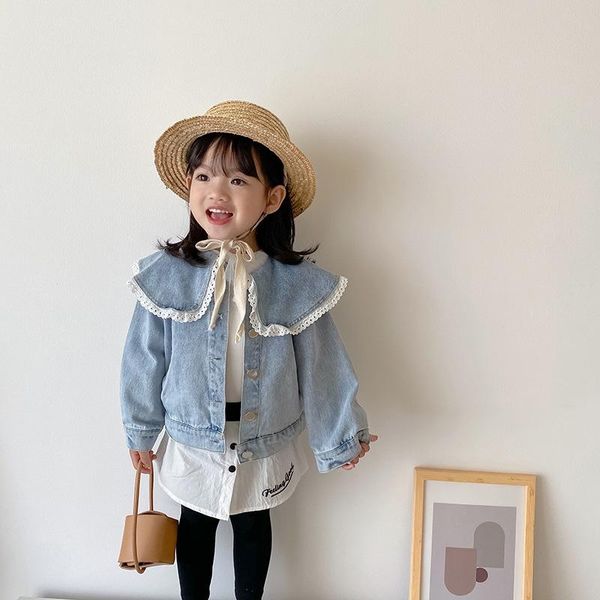jackets 2021 girls spring lace denim jacket baby children korean fashion long sleeve coat, Blue;gray
jackets 2021 girls spring lace denim jacket baby children korean fashion long sleeve coat, Blue;gray