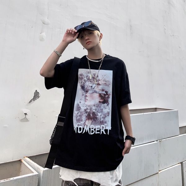 t shirt spring and summer big men's loose casual round neck short sleeve character english alphabet print fashion versatile men, White;black 
t shirt spring and summer big men's loose casual round neck short sleeve character english alphabet print fashion versatile men, White;black