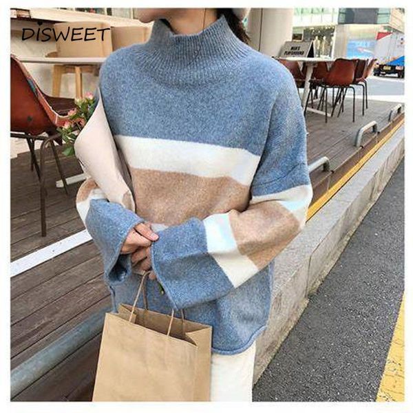 knits striped turtleneck woman college style knitted loose long sleeve women's sweater winter warm slim pullover women, White
knits striped turtleneck woman college style knitted loose long sleeve women's sweater winter warm slim pullover women, White
