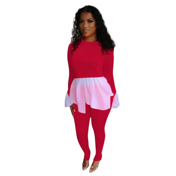 two piece dress high street red black patchwork 2 set women long sleeve and pants fashion female outfit, White
two piece dress high street red black patchwork 2 set women long sleeve and pants fashion female outfit, White