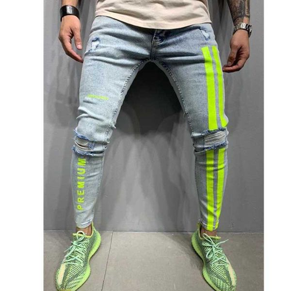 men's jeans 2021 skinny ripped slim patchwork striped pencil pants street hip hop fashion denim clothing men, Blue
men's jeans 2021 skinny ripped slim patchwork striped pencil pants street hip hop fashion denim clothing men, Blue
