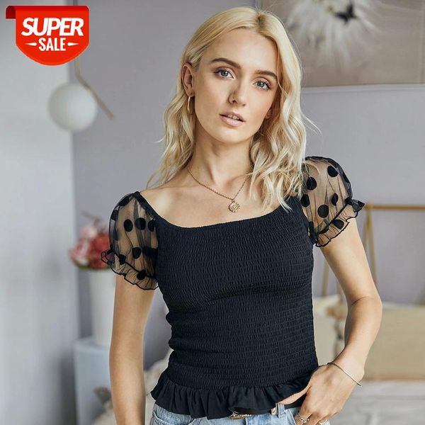 2020 new summer polka dot puff sleeve t shirt women square collar short solid office lady #9l5k, White
2020 new summer polka dot puff sleeve t shirt women square collar short solid office lady #9l5k, White
