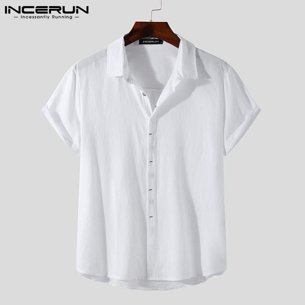 men's casual shirts 2021 men shirt cotton solid color streetwear turn down collar short sleeve summer vintage camisa masculina incerun, White;black
men's casual shirts 2021 men shirt cotton solid color streetwear turn down collar short sleeve summer vintage camisa masculina incerun, White;black