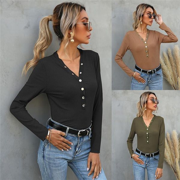 women's t-shirt 2021 fashion knitted women t-shirts casual elegant v-neck button slim plus size, White
women's t-shirt 2021 fashion knitted women t-shirts casual elegant v-neck button slim plus size, White