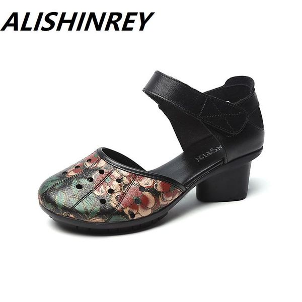 women sandals fashion closed toe ethnic style retro genuine leather thick heel summer mother casual shoes, Black
women sandals fashion closed toe ethnic style retro genuine leather thick heel summer mother casual shoes, Black