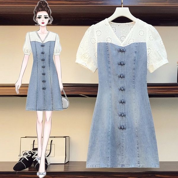 llzacoosh summer plus size a-line dress women fashion short sleeve v neck lace patchwork denim single breasted dress l-4xl 210514, Black;gray
llzacoosh summer plus size a-line dress women fashion short sleeve v neck lace patchwork denim single breasted dress l-4xl 210514, Black;gray