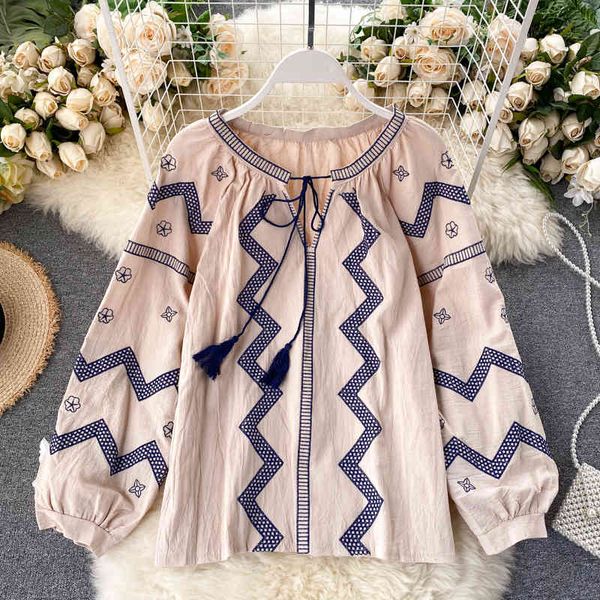 women's blouses & shirts women embroidery autumn female retro loose sweet pullover shirt ladies casual strip preppy kypx, White
women's blouses & shirts women embroidery autumn female retro loose sweet pullover shirt ladies casual strip preppy kypx, White