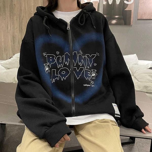 women's hoodies & sweatshirts autumn streetwear y2k hoodie zip-up large size heart letter bear print harajuku gothic punk long sleeve, Black
women's hoodies & sweatshirts autumn streetwear y2k hoodie zip-up large size heart letter bear print harajuku gothic punk long sleeve, Black
