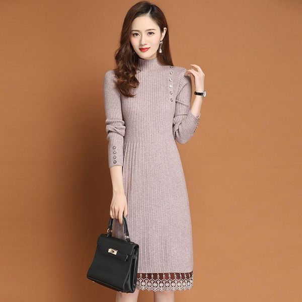 casual dresses women's autumn/winter long knee-high half neck lace knit sweater skirt, Black;gray
casual dresses women's autumn/winter long knee-high half neck lace knit sweater skirt, Black;gray