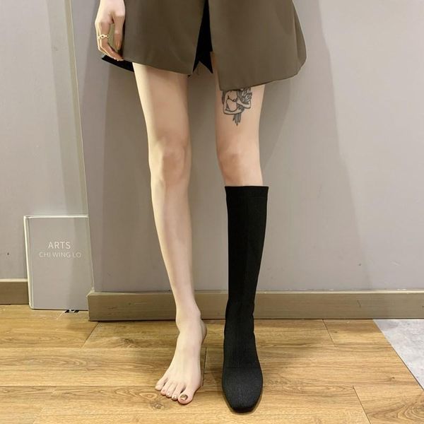 boots black stretch knit women knee-high slim on street style block heels high heel shoes long
boots black stretch knit women knee-high slim on street style block heels high heel shoes long