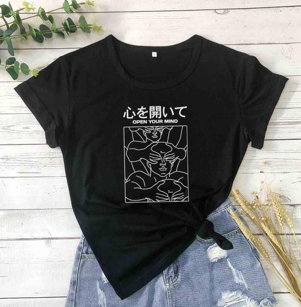 women's t-shirt open your mind japanese funny graphic women fashion pure cotton casual harajuku youngs hipster tees cute grunge, White
women's t-shirt open your mind japanese funny graphic women fashion pure cotton casual harajuku youngs hipster tees cute grunge, White