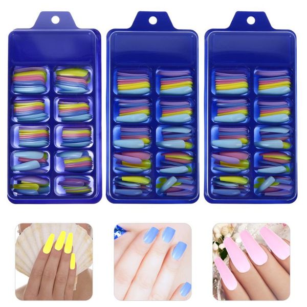 false nails 3 box long colorful nail creative delicate, Red;gold