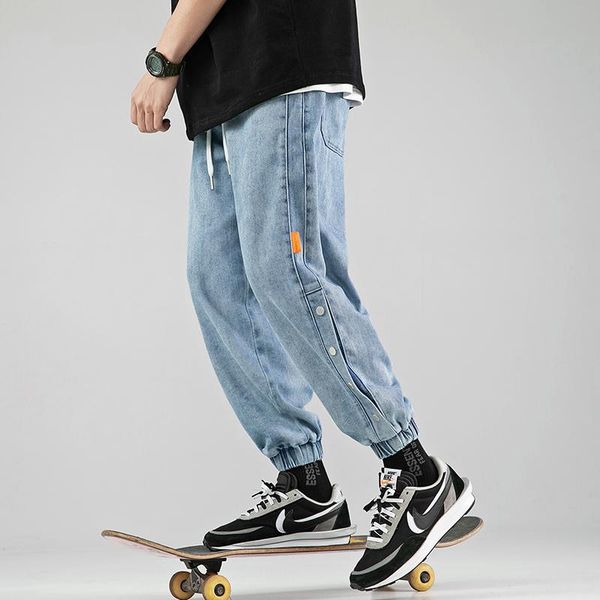 men's pants washed and worn 2021 spliced jeans for men with a button-down design trendy brand, Black
men's pants washed and worn 2021 spliced jeans for men with a button-down design trendy brand, Black