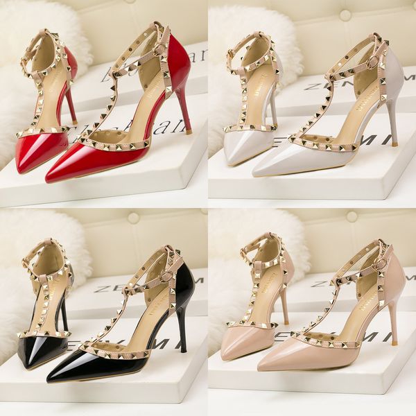 nightclub thin heel slim high heel pointed high heel female rivet hollow out one line sandals, Black
nightclub thin heel slim high heel pointed high heel female rivet hollow out one line sandals, Black