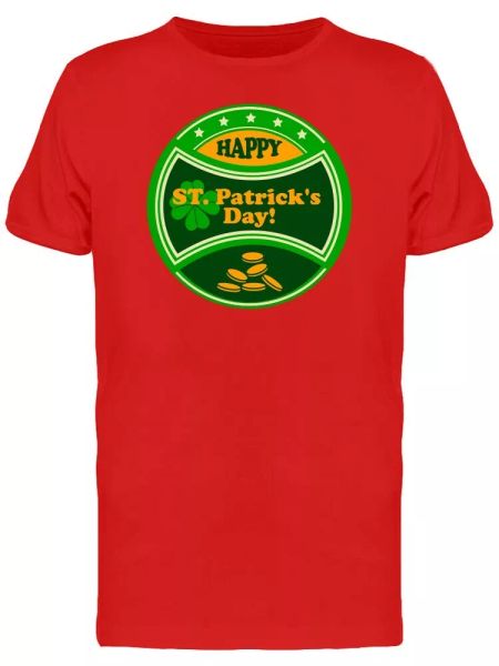 Happy St Patricks Day Label Men's Tee -Image by Shutterstock, White;black