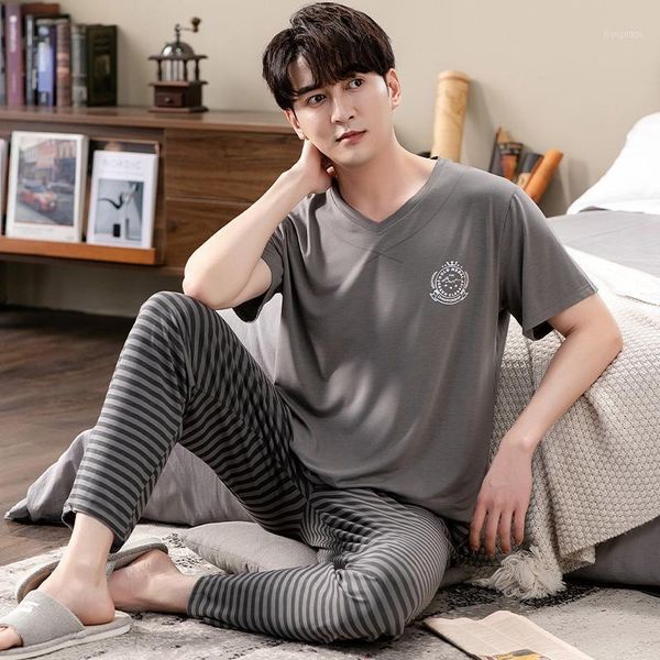 men's sleepwear plus size short sleeve long pants modal pajama sets for men korean summer casual striped suit pyjamas homewear clothes, Black;brown
men's sleepwear plus size short sleeve long pants modal pajama sets for men korean summer casual striped suit pyjamas homewear clothes, Black;brown