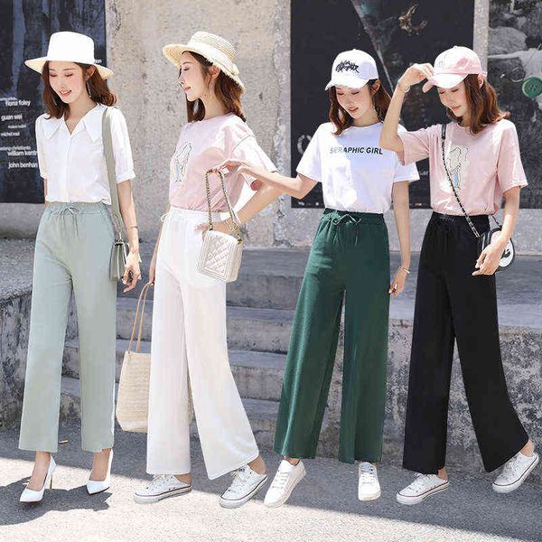 women's leggings ice silk wide leg pant's summer korean high waist loose thin s vertical straight casual pant, Black
women's leggings ice silk wide leg pant's summer korean high waist loose thin s vertical straight casual pant, Black