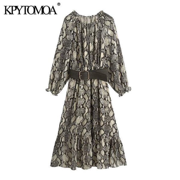 casual dresses kpytomoa women 2021 chic fashion with belt snake print ruffled midi dress vintage long sleeve elastic waist female mujer, Black;gray
casual dresses kpytomoa women 2021 chic fashion with belt snake print ruffled midi dress vintage long sleeve elastic waist female mujer, Black;gray