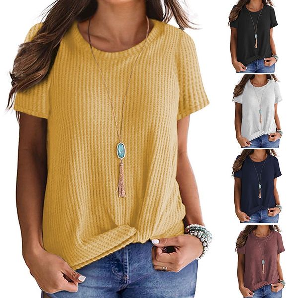 new waffle twist short sleeve round neck t-shirt in spring and summer of 2021, White
new waffle twist short sleeve round neck t-shirt in spring and summer of 2021, White