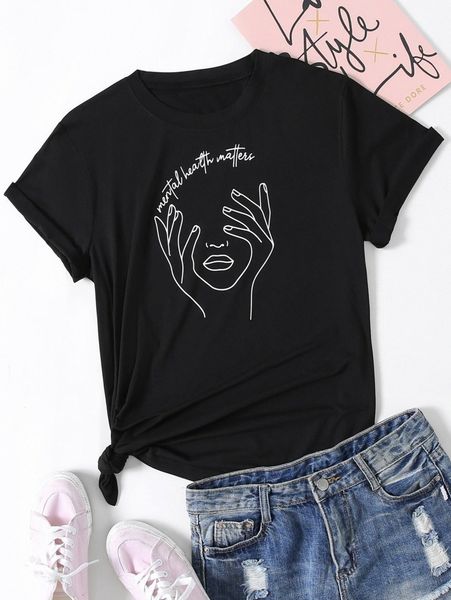 plus slogan & figure graphic tee m52y#, Black
plus slogan & figure graphic tee m52y#, Black