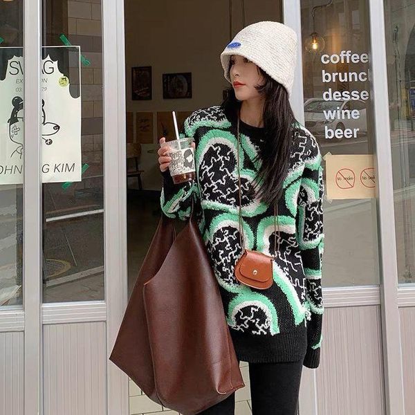women's sweaters love sweater female 2021 autumn and winter mori niche loose lazy wind advanced knit coat tide, White;black
women's sweaters love sweater female 2021 autumn and winter mori niche loose lazy wind advanced knit coat tide, White;black