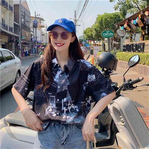 casual loose letter printed basic all match fashion short sleeve summer chiffon turn down collar female women shirts 210522, White
casual loose letter printed basic all match fashion short sleeve summer chiffon turn down collar female women shirts 210522, White