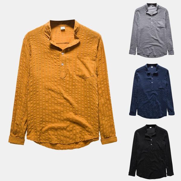 men's casual shirts clothing for men solid linen shirt long sleeve pocket button stand collar chemise homme, White;black
men's casual shirts clothing for men solid linen shirt long sleeve pocket button stand collar chemise homme, White;black