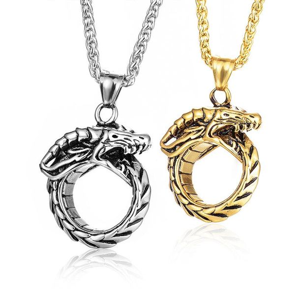 Tail Snake Circle Pendant Necklaces Stainless Steel Chain Link Necklace For Men Him Punk Jewelry 24Inch, Silver
Tail Snake Circle Pendant Necklaces Stainless Steel Chain Link Necklace For Men Him Punk Jewelry 24Inch, Silver