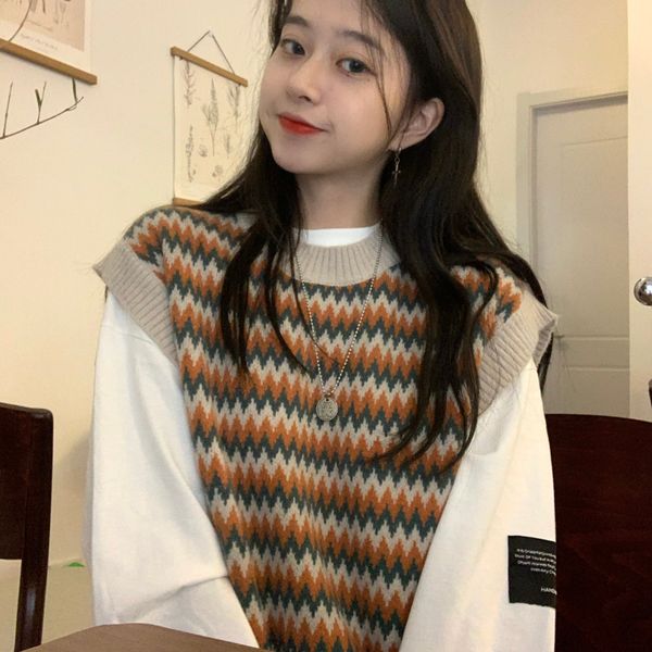 2021 korean preppy style Striped vest sweaters womens sleeveless knitted sweaters and pullovers female (C8661), White;black
2021 korean preppy style Striped vest sweaters womens sleeveless knitted sweaters and pullovers female (C8661), White;black