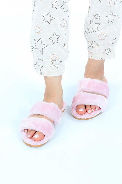 women's daily casual soft and flexible plush home slippers soby11030003, Black
