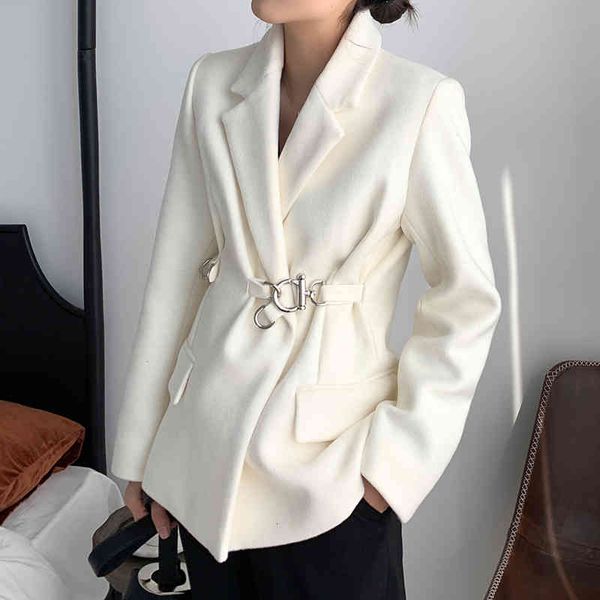 blazers women white jacket winter ladies elegant lapel buckle wool blazer women's coat, White;black
blazers women white jacket winter ladies elegant lapel buckle wool blazer women's coat, White;black
