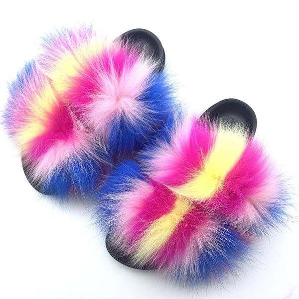 women fur slides real slippers plush furry mixed color flip flops fashion ladies cute beach sandals, Black
women fur slides real slippers plush furry mixed color flip flops fashion ladies cute beach sandals, Black