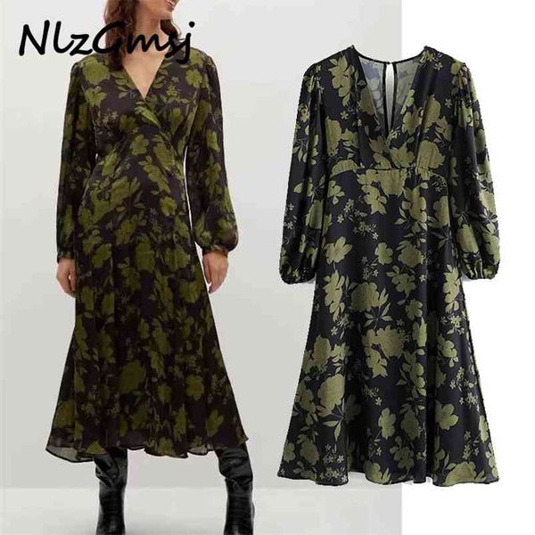 dres print midi fit wrap long puff sleeve vintage inner lining elegant es female vestidos 210628, Black;gray
dres print midi fit wrap long puff sleeve vintage inner lining elegant es female vestidos 210628, Black;gray