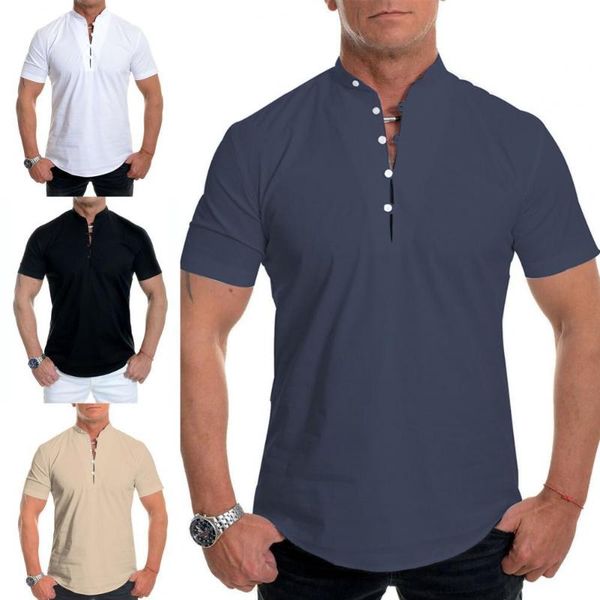 men's t-shirts men shirt solid color slim summer short sleeve stand collar for dating, White;black
men's t-shirts men shirt solid color slim summer short sleeve stand collar for dating, White;black