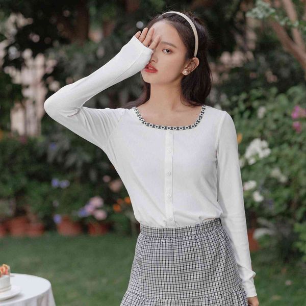 t shirts spring arrival retro art embroidered square collar pullover long sleeve women's t-shirt 40zy, White
t shirts spring arrival retro art embroidered square collar pullover long sleeve women's t-shirt 40zy, White