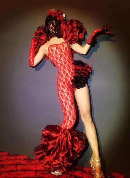 women lace jumpsuit stretch dance headdress outfit female singer evening party prom celebrate bodysuit stage wear, Black;red
women lace jumpsuit stretch dance headdress outfit female singer evening party prom celebrate bodysuit stage wear, Black;red