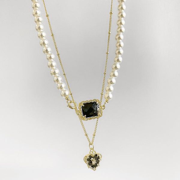 pendant necklaces vintage black crystal love heart for women elegant imitation pearl clavicle chain necklace fashion jewelry, Silver
pendant necklaces vintage black crystal love heart for women elegant imitation pearl clavicle chain necklace fashion jewelry, Silver