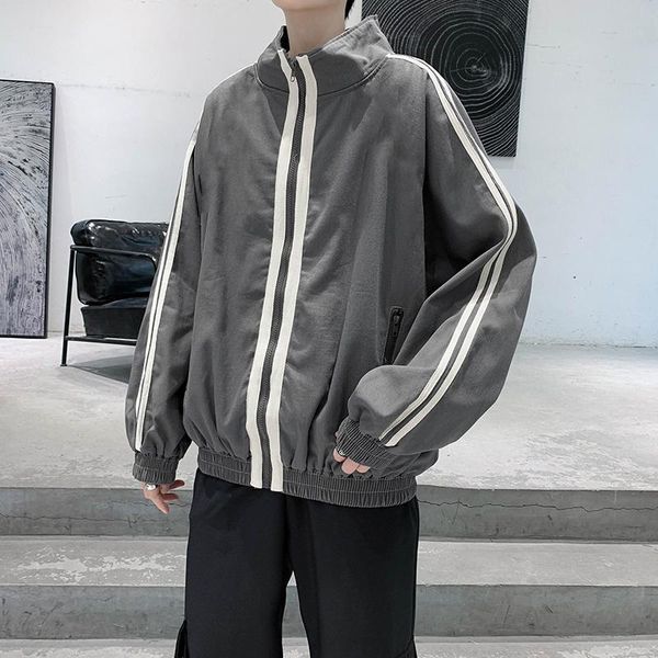 men's jackets autumn hong kong style super ins jacket korean striped loose student couple baseball uniform coat, Black;brown
men's jackets autumn hong kong style super ins jacket korean striped loose student couple baseball uniform coat, Black;brown