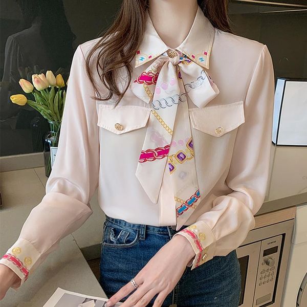 women's blouses & shirts sweet blouse bowknot collar long sleeve casual spring summer female 2021 fashion shirt for women, White
women's blouses & shirts sweet blouse bowknot collar long sleeve casual spring summer female 2021 fashion shirt for women, White