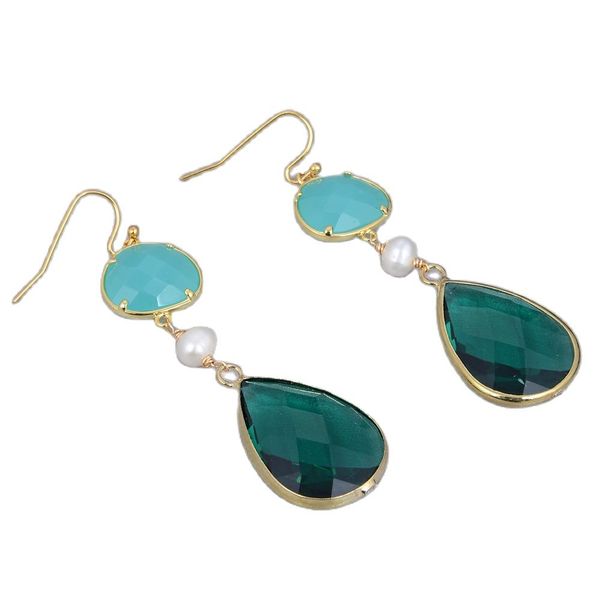 guaiguai jewelry natural cultured white round pearl green crystal hook earrings for women girl gifts, Silver
guaiguai jewelry natural cultured white round pearl green crystal hook earrings for women girl gifts, Silver